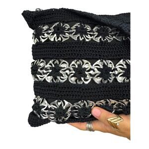 90's black crochet soda can abstract bag